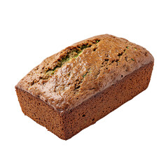 A Moist Zucchini Bread Loaf with Specks of Zucchini Isolated on Transparent Background