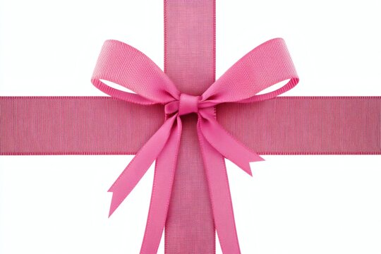 Pink Ribbon Bow, Gift Wrapping, White Background, Celebration