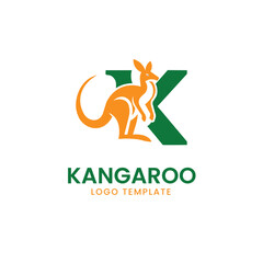 Kangaroo Letter K Logo Design Vector
