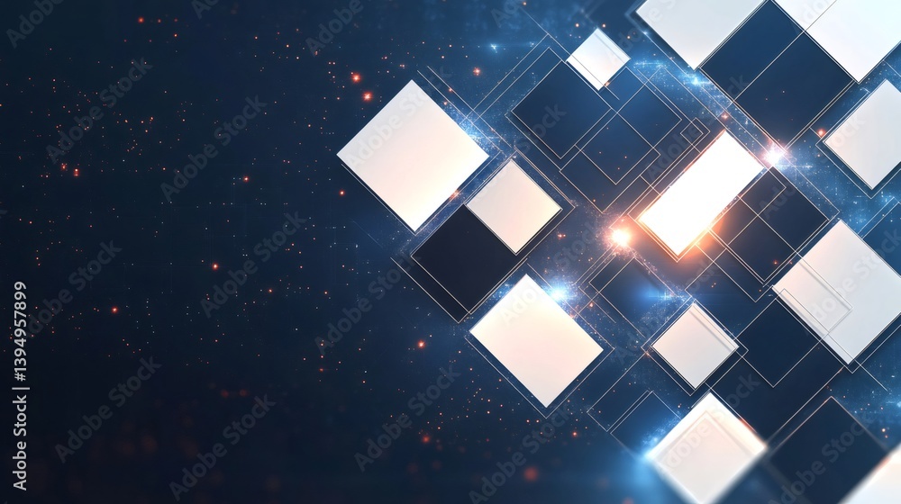 Poster abstract technology background connecting squares with glowing lines