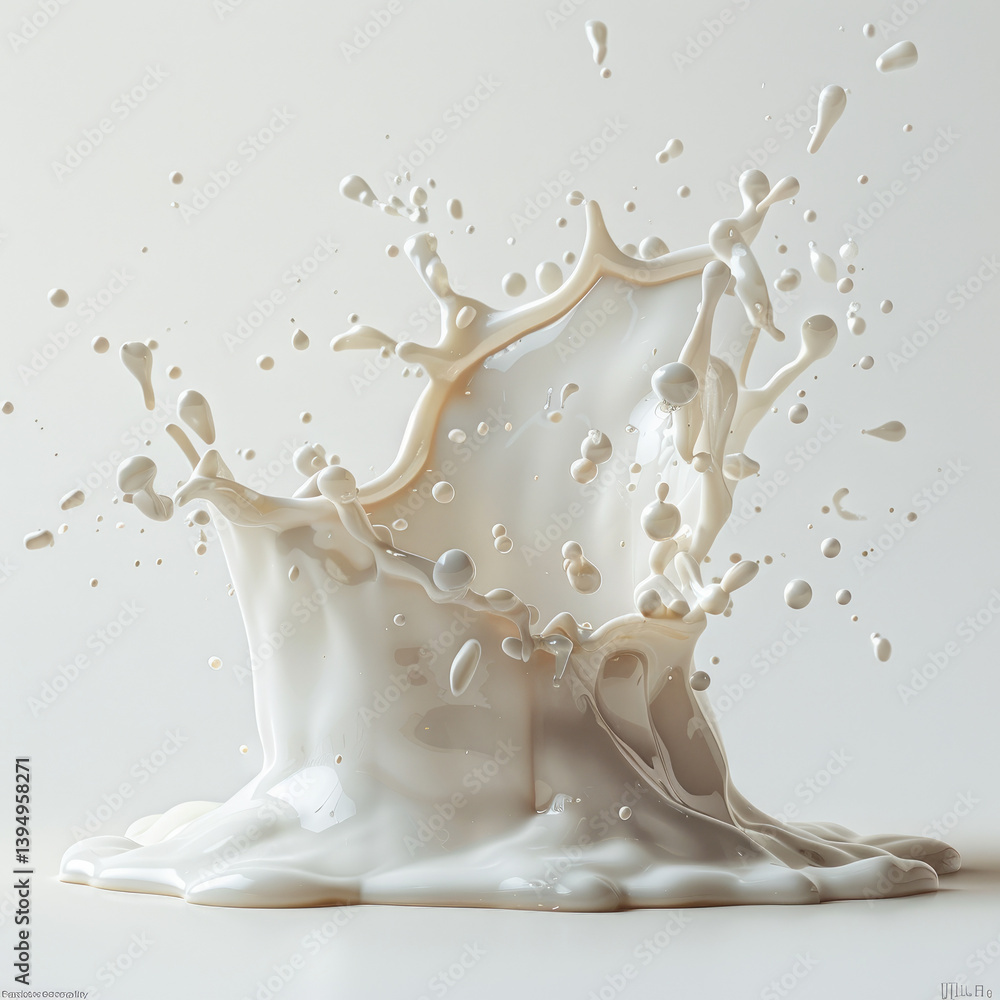 Poster dynamic milk splash action studio setting photography minimalist environment close-up viewpoint flui