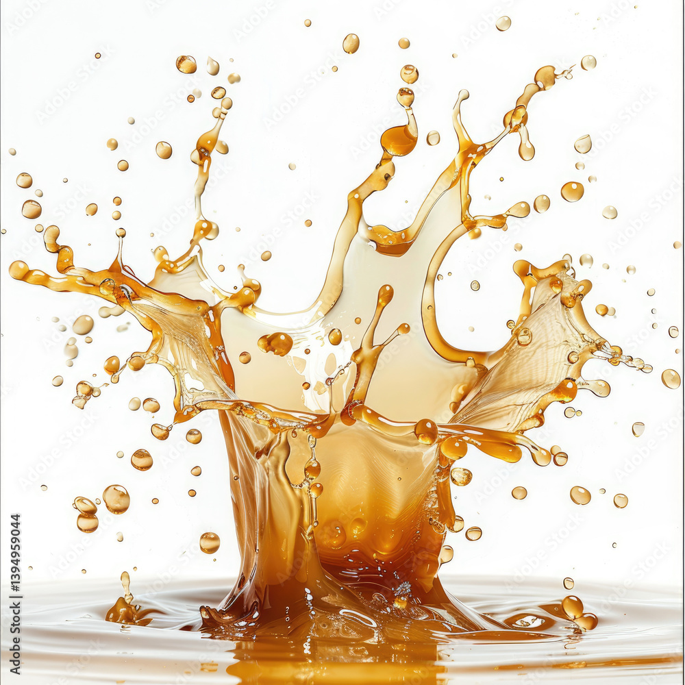 Poster captivating splash effect of coffee photography on a solid white background studio setting -speed ac