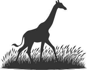 Silhouette of a giraffe black animal vector