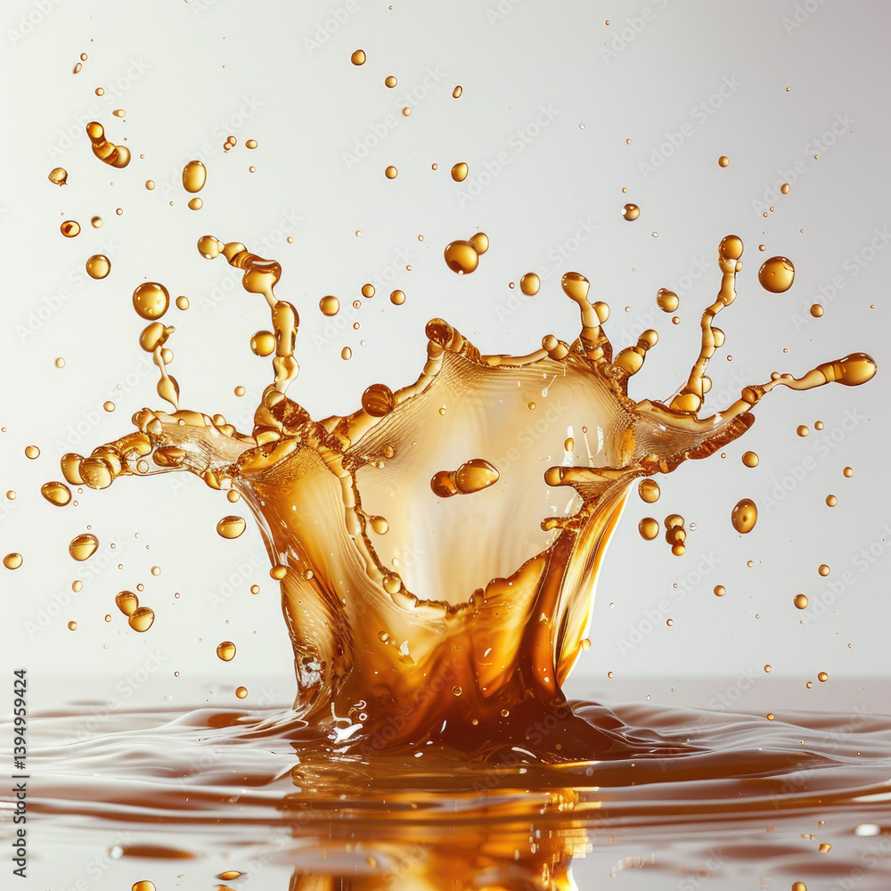 Poster dynamic splash effect of coffee captivating speed photography on a plain white background showcasing