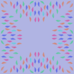 Decorative  colored  palm leaves. Hand drawn.