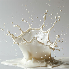 Captivating splash effect of milk in speed photography on plain white background fine art visuals -speed capture minimalistic setting dynamic perspectives