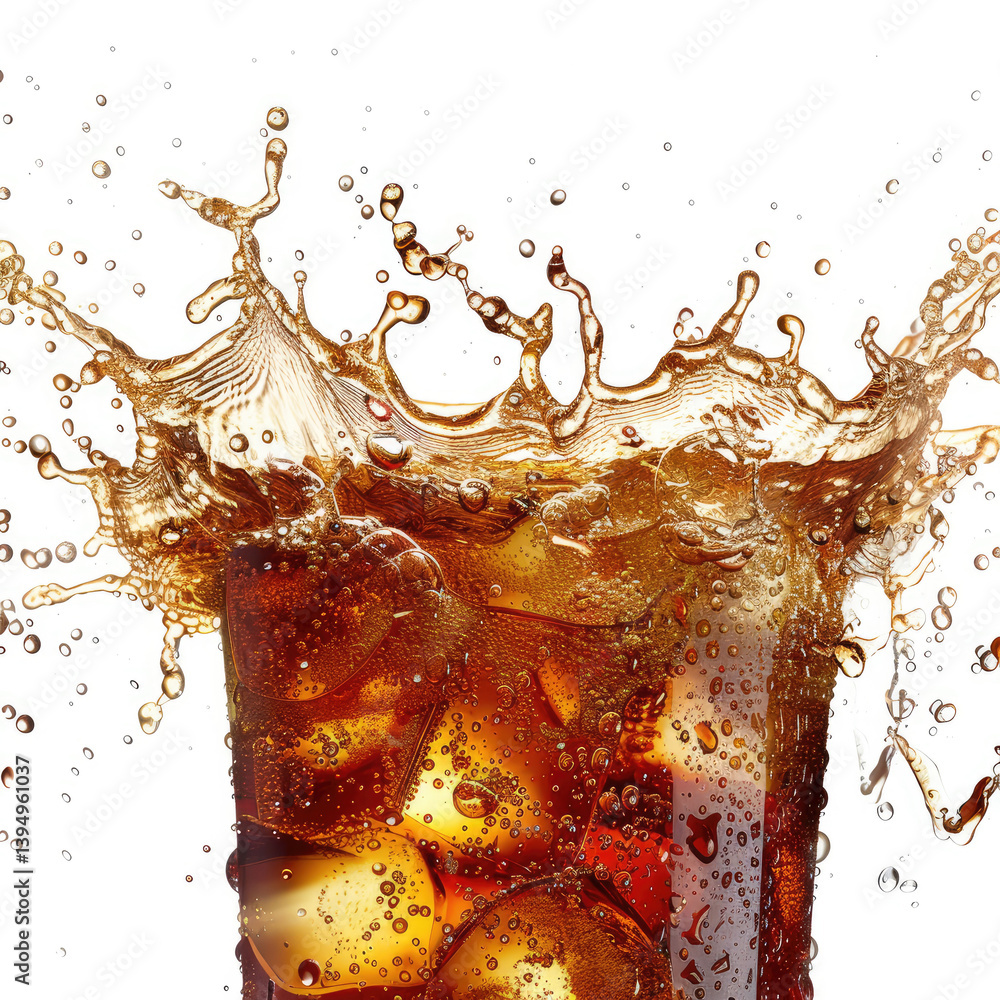 Aufkleber captivating splash effect of soda in speed photography on a plain white background dynamic beverage 