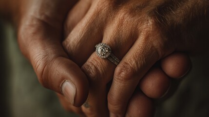 Romantic Couple Embracing in a Timeless Engagement Moment