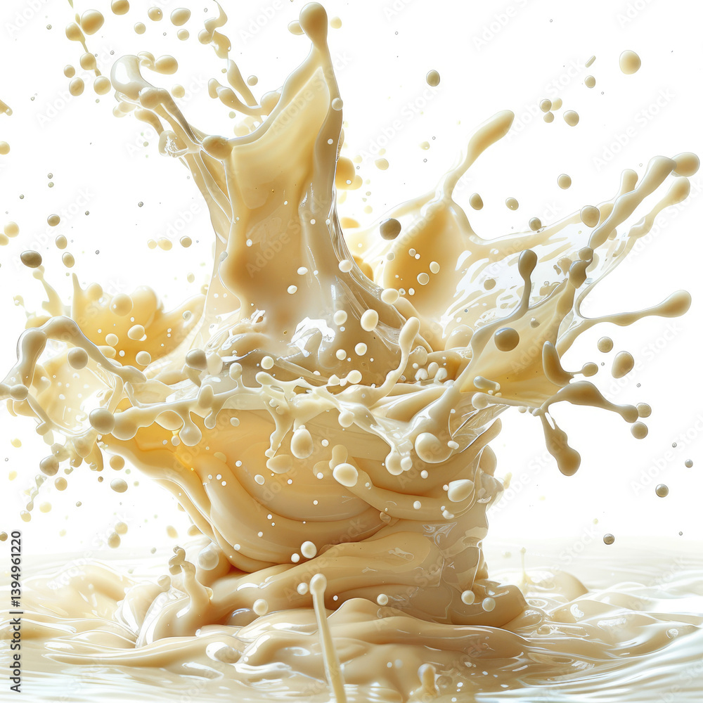 Aufkleber captivating splash effect of soy milk in -speed photography studio setting dynamic visuals on white 