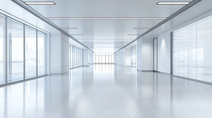Modern Minimalist Office Corridor: Clean Lines and Bright Spaces