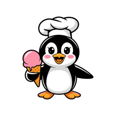 A penguin holding ice cream logo