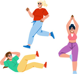 strength fat woman training vector