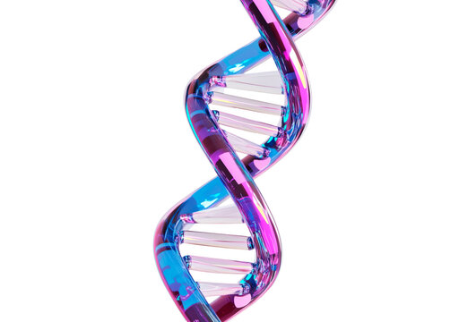 3d render dna icon holographic isolated on transparent background