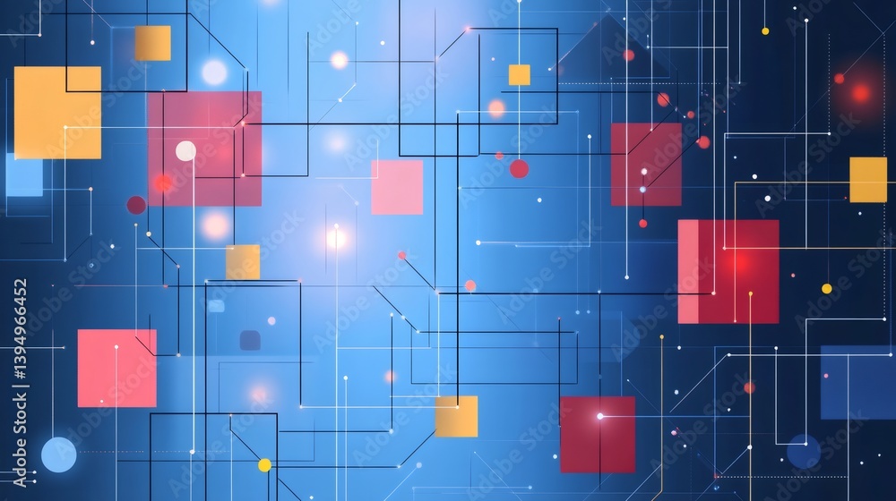 Poster complex network of connections creating a futuristic technological landscape
