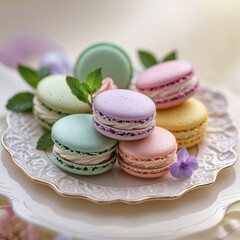 macarons in pastel colors