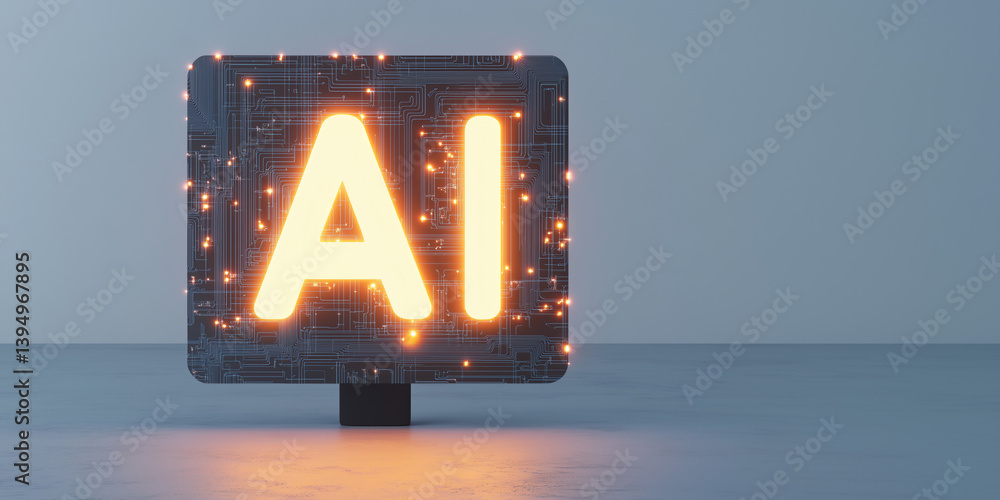 Aufkleber ai technology visualization: futuristic digital display illuminates with ai, sparking intelligence a