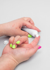 Applying cream to the skin for treatment