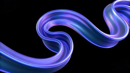 Abstract Flowing Ribbon With Iridescent Colors On A Black Background For Graphics
