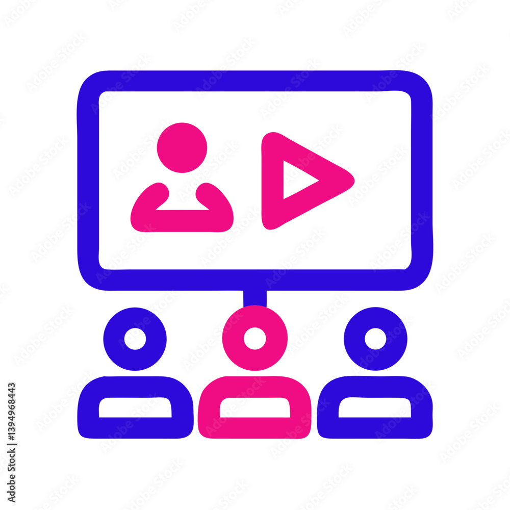 Poster icon of video lecture with participants viewing screen