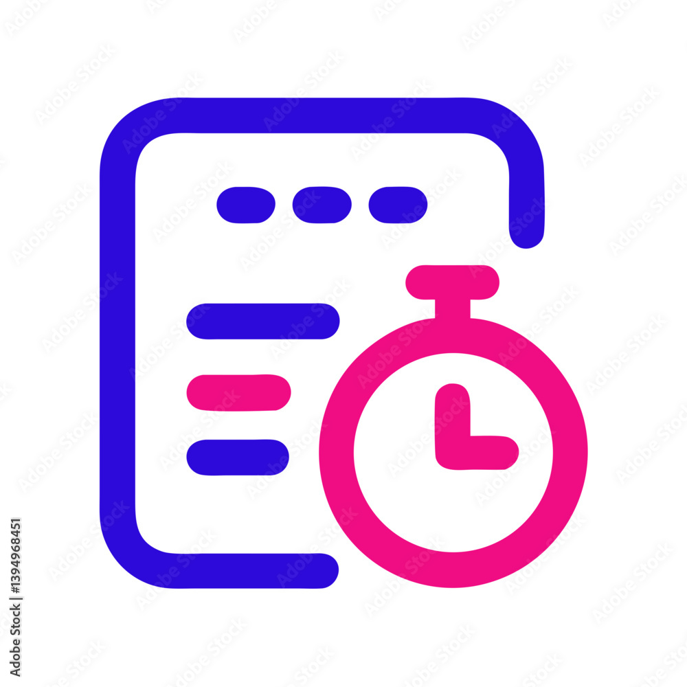 Poster time tracker icon design with clock and document background