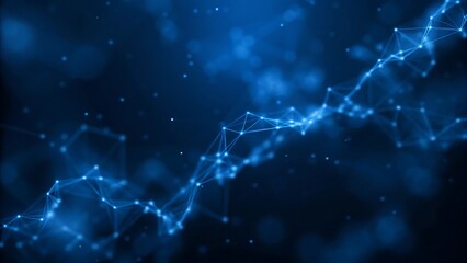 Abstract Blue Network Background With Connecting Dots And Lines For Technology