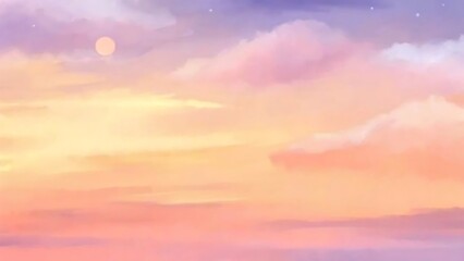 Pastel Colored Sky With Soft Clouds During Sunset Time Peaceful Scenery