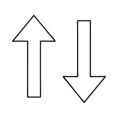 Up and down arrows representing download and navigation in computer work