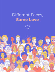 Doodle Portraits of Diverse Women. Mothers Day Greeting Card