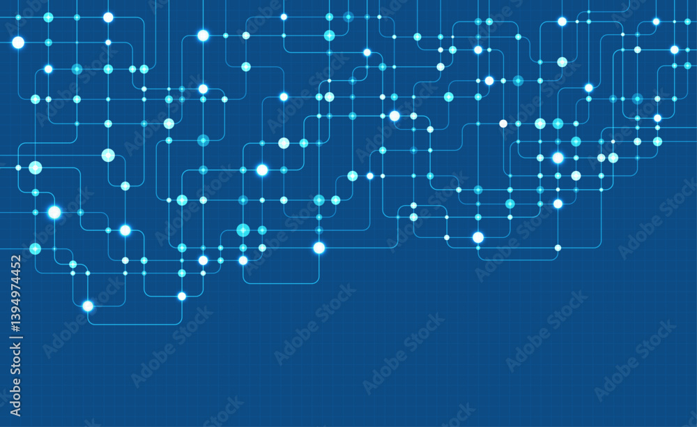 Poster circuit connect lines and dots. network technology and connection concept. decentralized network nod