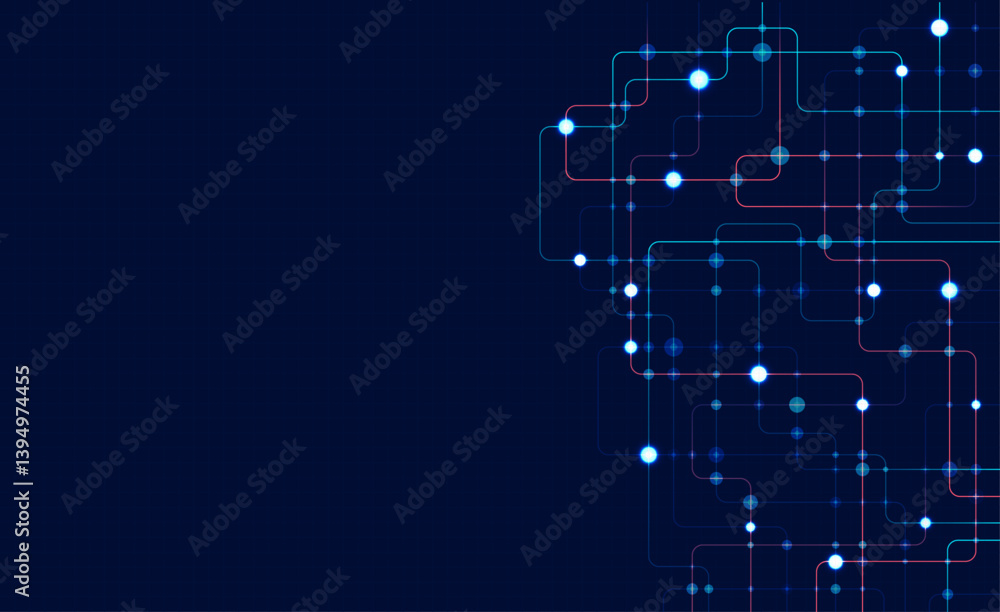 Poster circuit connect lines and dots. network technology and connection concept. decentralized network nod