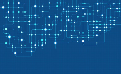 Circuit connect lines and dots. Network technology and Connection concept. Decentralized network nodes connections