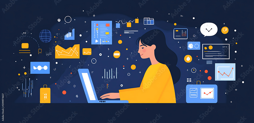 Aufkleber artificial intelligence , business man on the background of the word success , binary code technolog