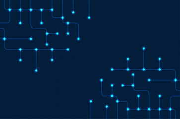 Circuit connect lines. Network technology and Connection concept. Decentralized network nodes connections