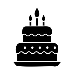 High-Quality Black Birthday Cake Vector Silhouette on Transparent Background