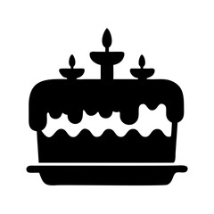 Black Birthday Cake Silhouette Vector PNG Isolated on Transparent Background