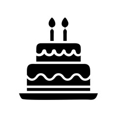 Black Birthday Cake Vector Silhouette PNG on Transparent Background