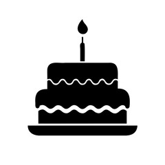 Birthday cake Black vector silhouette isolated on a transparent background