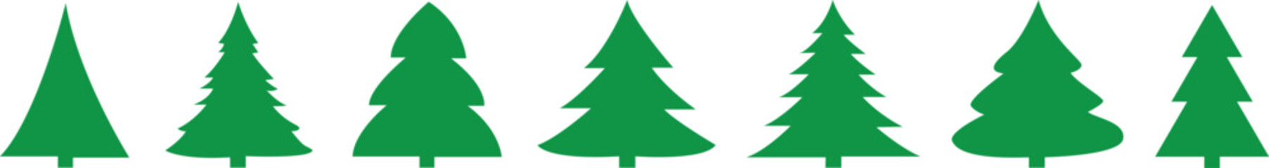 Big collecton of green tree icon. chrismas tree icon set.