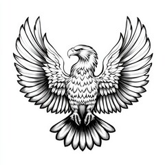 Obraz premium Roman Aquila design featuring a detailed line art representation of an eagle, symbolizing strength and freedom in its dynamic pose