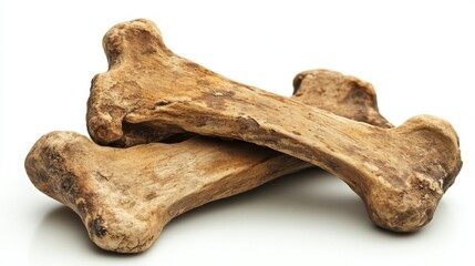 High-resolution image of two dog bones with light texture on pure white, ideal for compositing