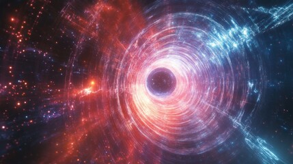 Obraz premium Cosmic vortex of swirling nebulae, drawing matter into a central black hole