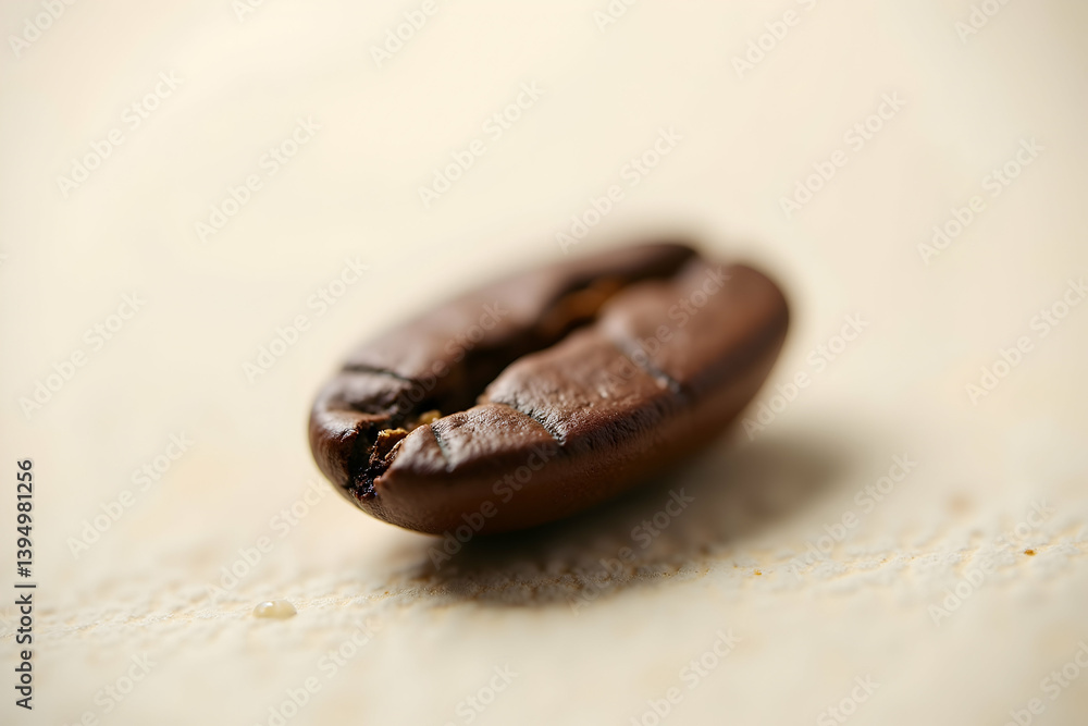 Poster detailed close-up of a coffee bean emphasizing rich texture and subtle imperfections under magnifica