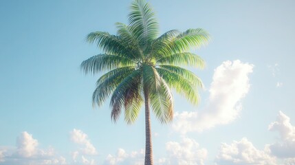 Tranquil Elegance – A Serene Cluster of Palm Trees on Sandy Terrain with Green Fronds Spreading Amid a Gradient Light Backdrop