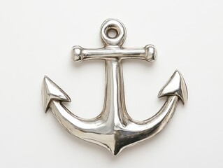 Elegant silver anchor on a white background nautical symbol of hope and stability marine theme © Duskcraft