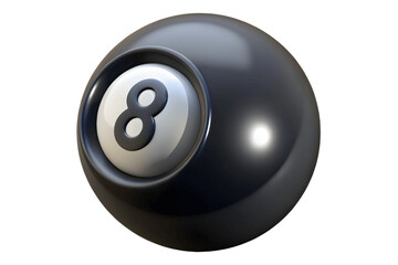 The enigmatic eight ball holds the answer, a symbol of mystery and fate, rendered in sleek, glossy black with a crisp white eight.