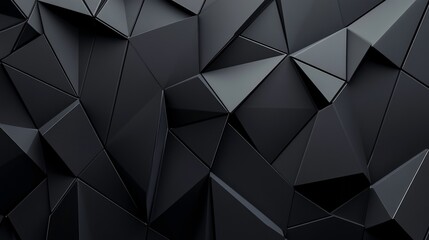 Fototapeta premium Abstract dark gray background, geometric shapes, polygonal texture, low-poly style, 3D rendering, dark tones, sharp angles, seamless pattern, modern design, abstract art