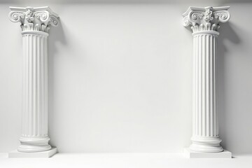 Fototapeta premium Elegant Roman column detail against pristine white backdrop, white, monument, decor