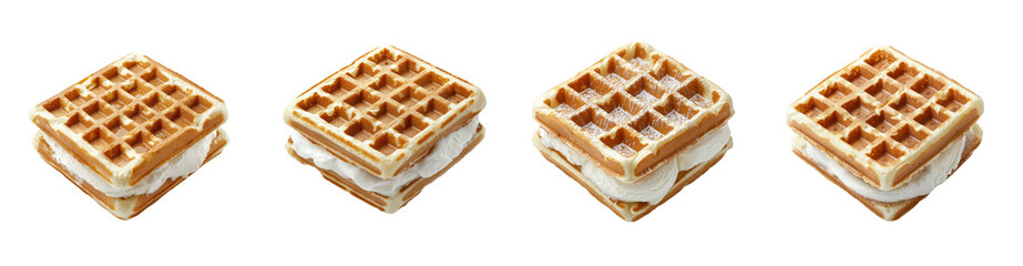 Delicious Golden Brown Waffles Sandwich with Creamy Filling Perfect Sweet Treat
