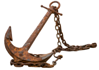 Rusty Anchor isolated on a transparent background Generative Ai.
