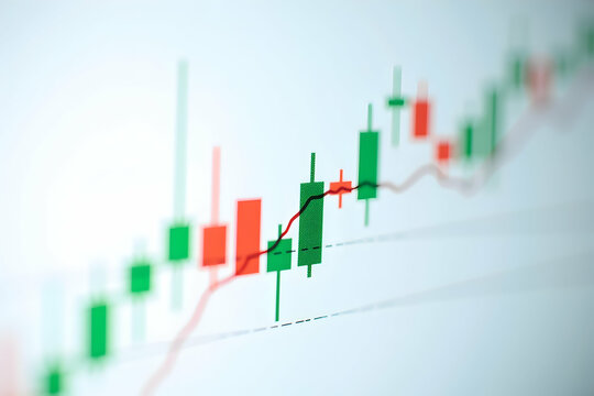 Detailed View of a Financial Chart with Candlestick Patterns Displaying Market Trends and Investment Opportunities Over a Period of Time